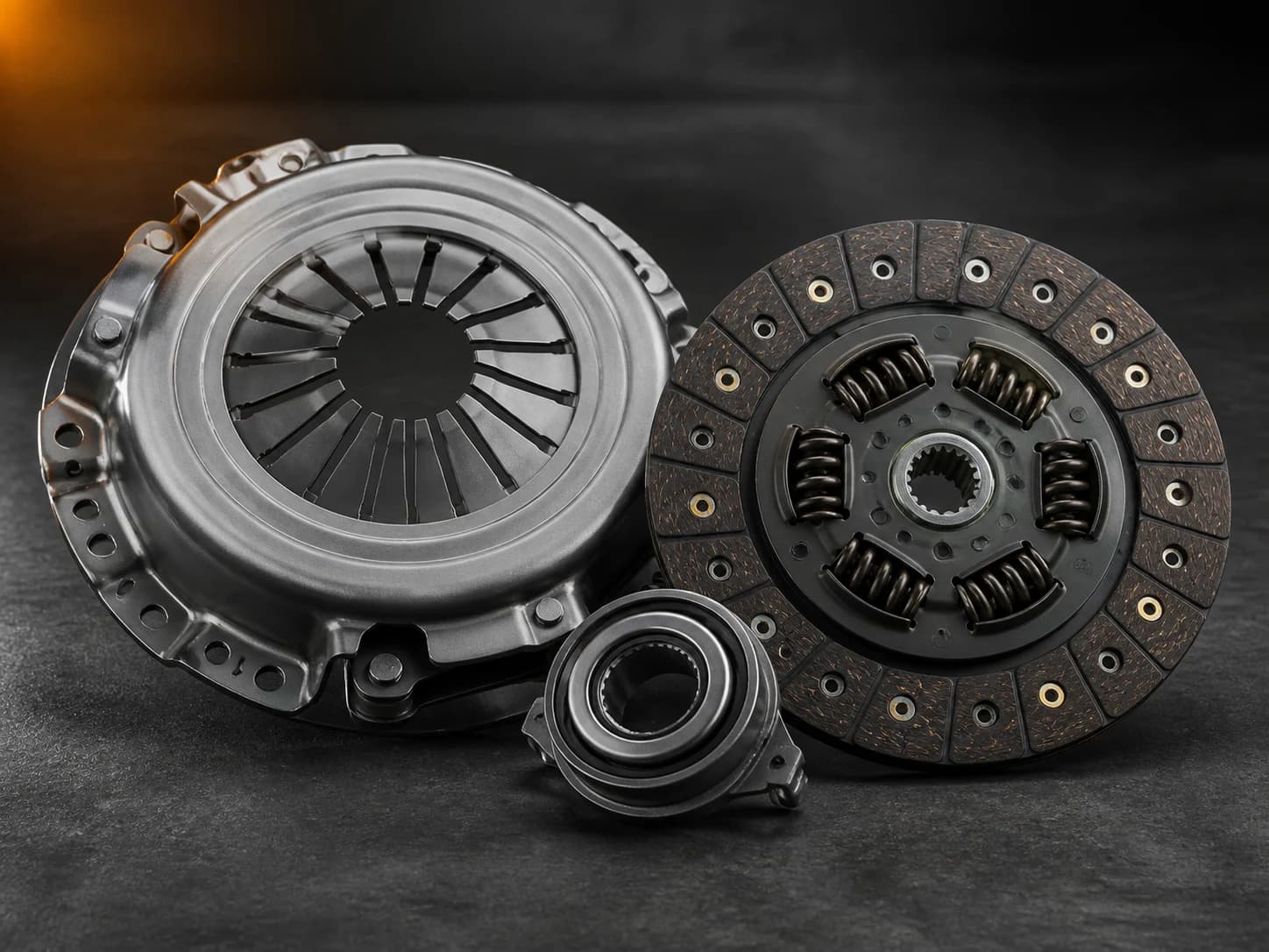 Clutch pressure plate, friction disc and release bearing